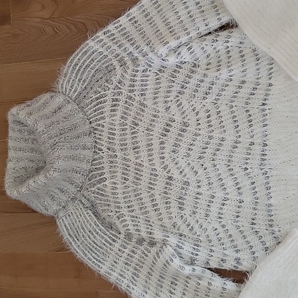 Sleeping on Snow Anthropologie Eyelash Sweater Dress White Gray S Wool Alpaca - Picture 3 of 10